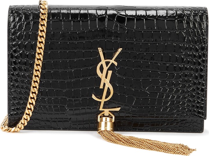 Saint Laurent Kate Black Crocodileeffect Leather Shoulder bag ShopStyle