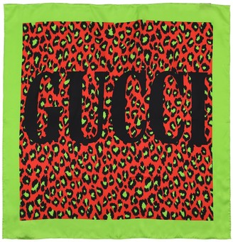 Gucci Disco Leopard Print Silk Scarf