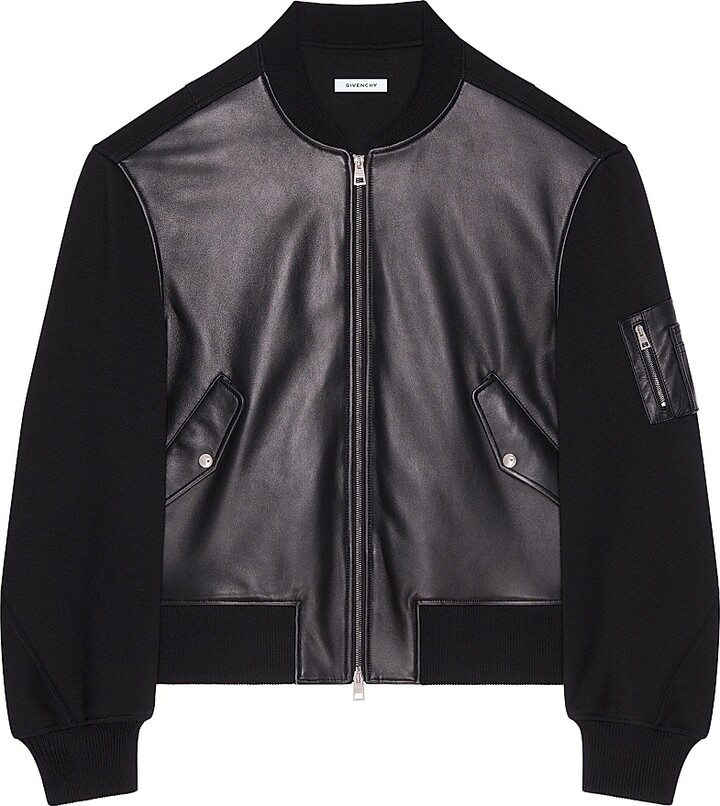 Givenchy Men's Bomber in Nappa Leather and Wool - Black - Size Large