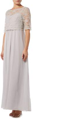 Ariella Pleated chiffon gown with removable lace top
