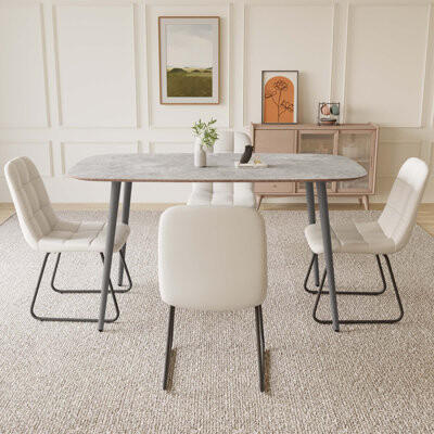 George Oliver 55.1'' Rectangular Dining Table Set, Modern Kitchen Table Set For Kitchen, Dining Room, Home Furniture(1 Table 4 Chairs)
