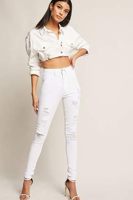 Forever 21 Distressed High-Rise Denim Jeans