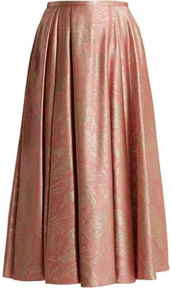 Rochas Floral-jacquard silk-blend midi skirt