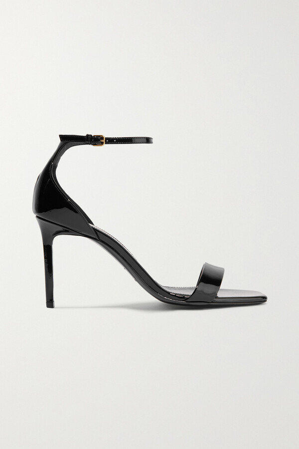 Saint Laurent Amber Patent-leather Sandals - Black - ShopStyle