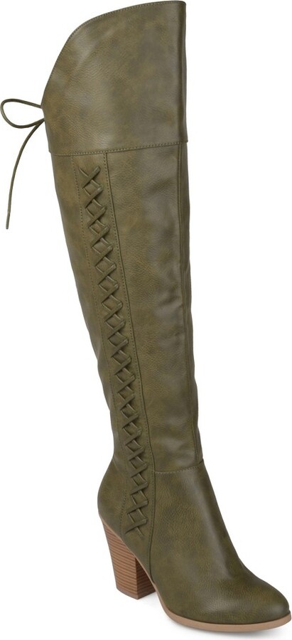 Womens Shoes Boots Over-the-knee boots Ulla Johnson Leather Knee Boots in Military Green Green 