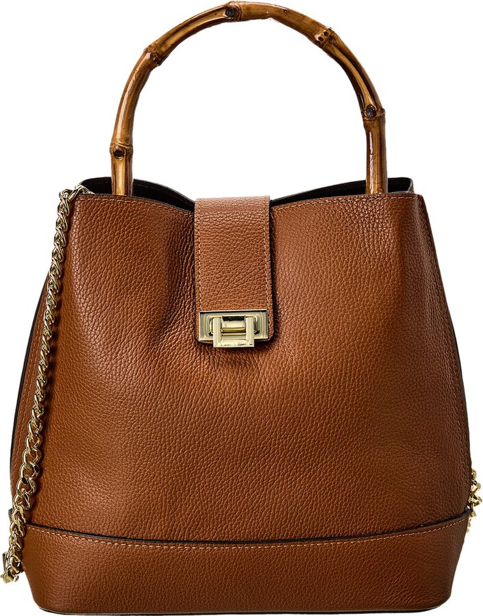 Italian Leather Top Handle Bucket Bag ShopStyle
