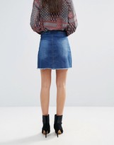 Thumbnail for your product : Brave Soul Raw Hem Denim Skirt