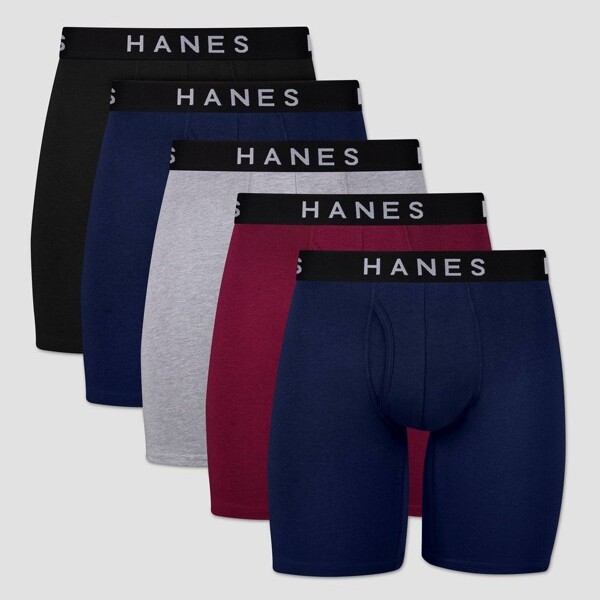 Hanes Premium Men's Stretch Long Leg Boxer Briefs 5pk - Black/Navy Blue/ -  ShopStyle