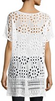 Thumbnail for your product : Johnny Was Lalla Long Eyelet Tunic, White, Plus Size