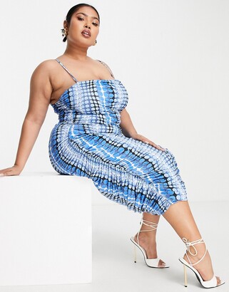 Public Desire Curve x Kenza ruched midaxi dress in blue multi - ShopStyle