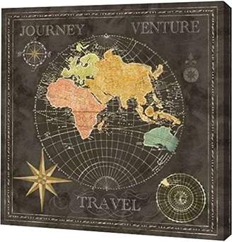 PrintArt GW-POD-51-RB8302CC-16x16 "Old World Journey Map Black II" by Cynthia Coulter Gallery Wrapped Giclee Canvas Art Print