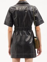 Thumbnail for your product : Ganni Topstitched Leather Shirt Dress - Black