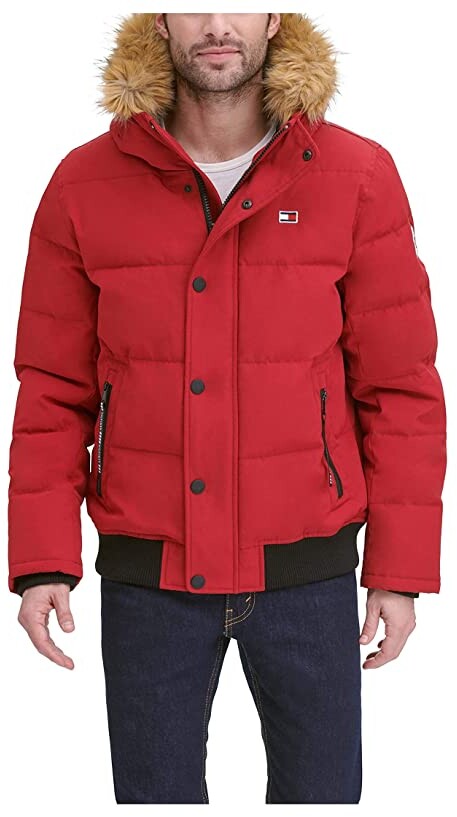 short bomber jacket with fur hood