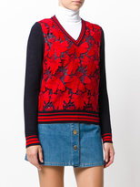 Thumbnail for your product : Tory Burch lace panel V-neck jumper