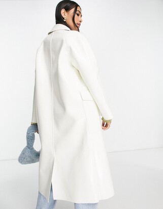 Topshop vinyl trench coat in white