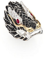 Thumbnail for your product : John Hardy Naga Black Sapphire, Ruby, 18K Yellow Gold & Sterling Silver Dragon Ring
