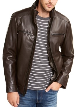 calvin klein brown leather jacket