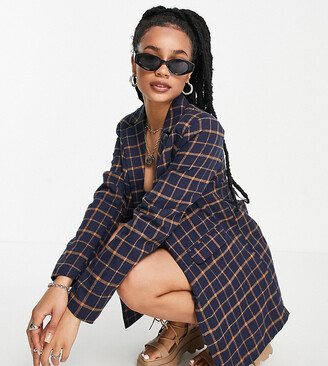 womens navy check blazer