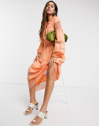 Y.A.S Cantalina tiered smock dress in pale orange