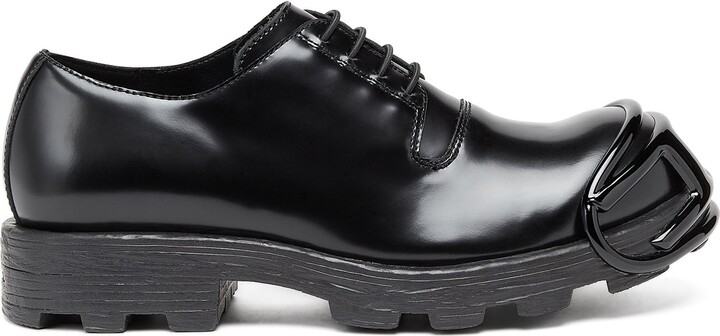 D-Hammer-Leather lace-up shoes with oval D toe cap