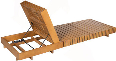 Latitude Run Lounge Chaise, Acacia Solid Wood With Lounge Cushion