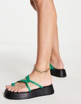 Thumbnail for your product : Rule London Shilo PU blend toe loop sandals in green - MGREEN