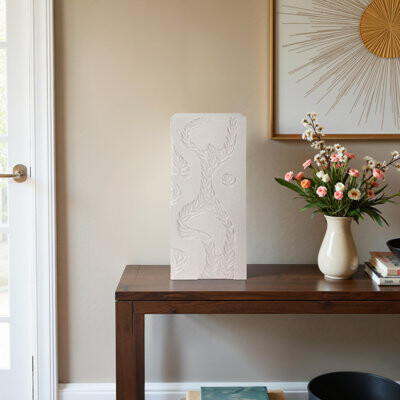 One Allium Way Wood Carved Plaster Pedestal Sculpture Accent - Figurine Style Statues And Decorative Objects For Home Decor And Living Room - Ivory