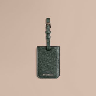 Burberry Grainy Leather Luggage Tag, Green