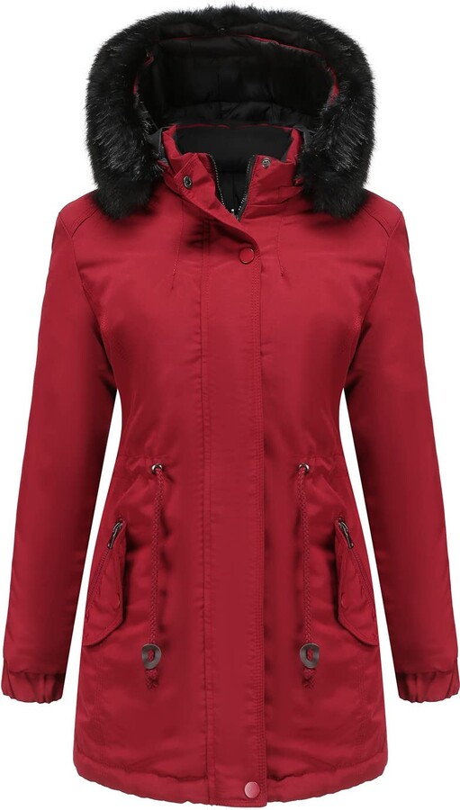 Lieikic Women's winter coat long warm-lined quilted jacket parka coat ...