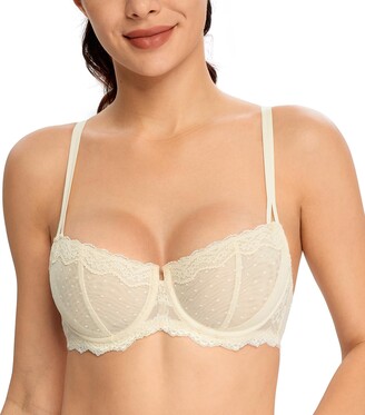 Plusexy Unlined Sheer Demi Underwire Bra Non Padded Mesh Plus Size