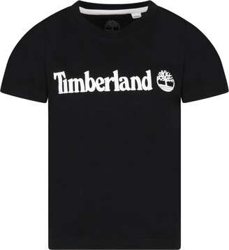 Timberland Black T-shirt For Boy With White Logo