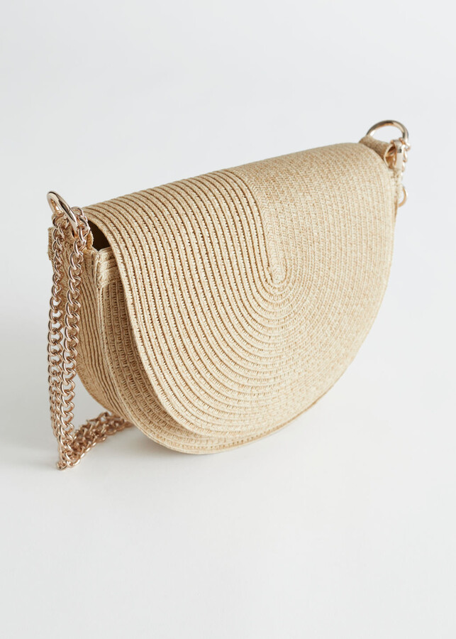 And other stories Straw Crossbody Half Moon Bag ShopStyle