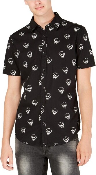 International Concepts I.N.CInternationalConceptsMensSkullButtonUpShirt,black,X-Small