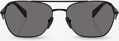 Prada Womens Black Pr A50S Pillow-Frame Steel Sunglasses