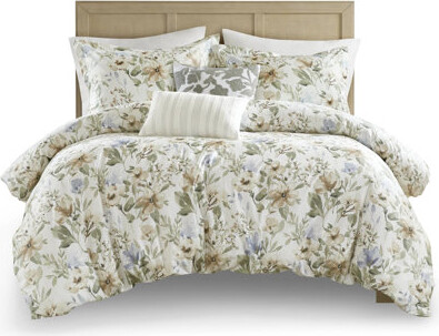 fengshu Full 5pcs Duvet Of Cotton With Vibrant Floral Print, 300gsm Overfill For All - Season Comfort, And Tailored Bed Skirt Sophisticated Patterns, Fluffy F