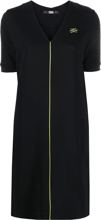 Karl Lagerfeld Paris logo-embroidered V-neck mini dress