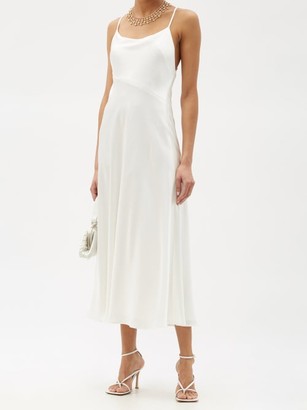 Galvan Sonoma Tie-back Satin Midi Dress - White