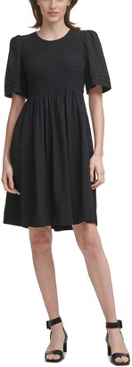 Calvin Klein Smocked Babydoll Dress - ShopStyle