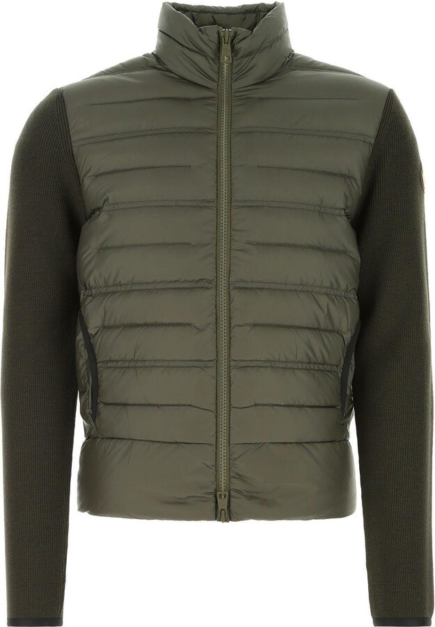 Moncler Army Green Nylon And Wool Cardigan from Cardigan realized in padded  nylon and virgin wool enriched by contrasting logoed patch on the sleeve. -  ShopStyle