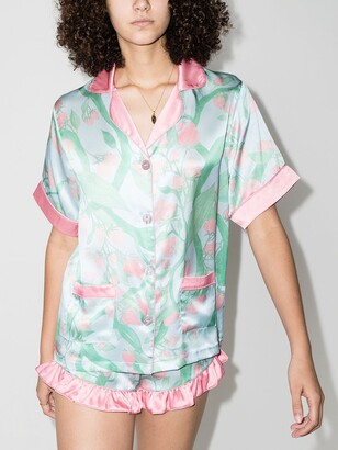 Helmstedt Strawberry Print Silk Pyjama Shirt
