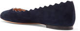 Thumbnail for your product : Chloé Lauren Scalloped Suede Ballet Flats - Midnight blue