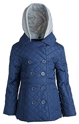 Urban Republic Baby Girls Padded Quilted Spring Jacket with Knit Detachable Hood