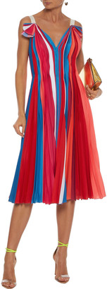 Prabal Gurung Pleated Color-block Silk Crepe De Chine Dress