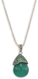 John Hardy Classic Chain Green Jade, Tsavorite & Sterling Silver Pear Pendant Necklace