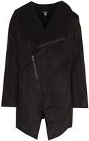 Thumbnail for your product : boohoo Borg Lined Asymmetric Suedette Hooded Biker