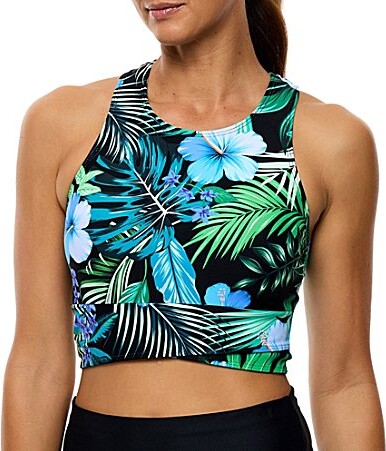 Athena NEXT by Aloha Printed High Neck Racer Back Swim Top