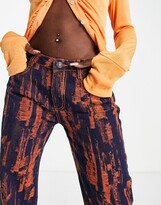 Thumbnail for your product : Jaded London Y2K boyfriend straight leg jeans in indigo orange rip