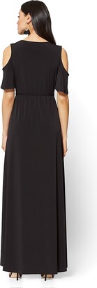 New York and Company Cold-Shoulder Wrap Maxi Dress - 7th Avenue
