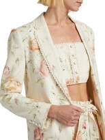 Thumbnail for your product : LoveShackFancy Ofra Single-Breasted Linen Blazer
