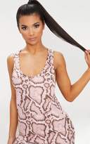 Thumbnail for your product : PrettyLittleThing Pink Snake Drop Arm Hole Racer Vest